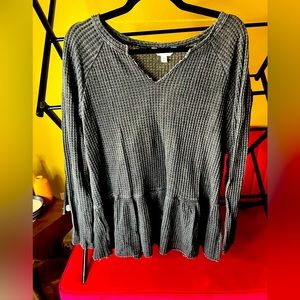 Grey long sleeve peplum shirt